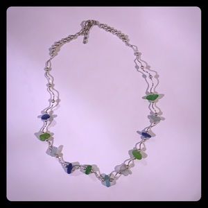 Blue and green seaglass necklace
